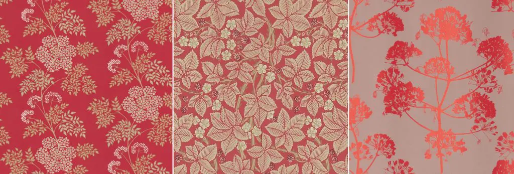 red wallpaper film sets