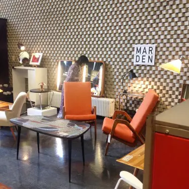 midcentury furniture in goldfingers haggerston school