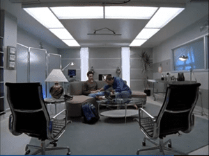 Eames Aluminium Group high backed chairs as seen in TV series Scrubs