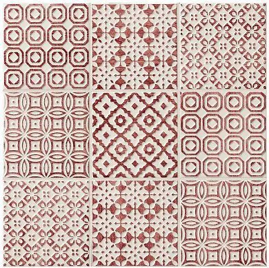 Red and white patterned tiles from Topps Tiles