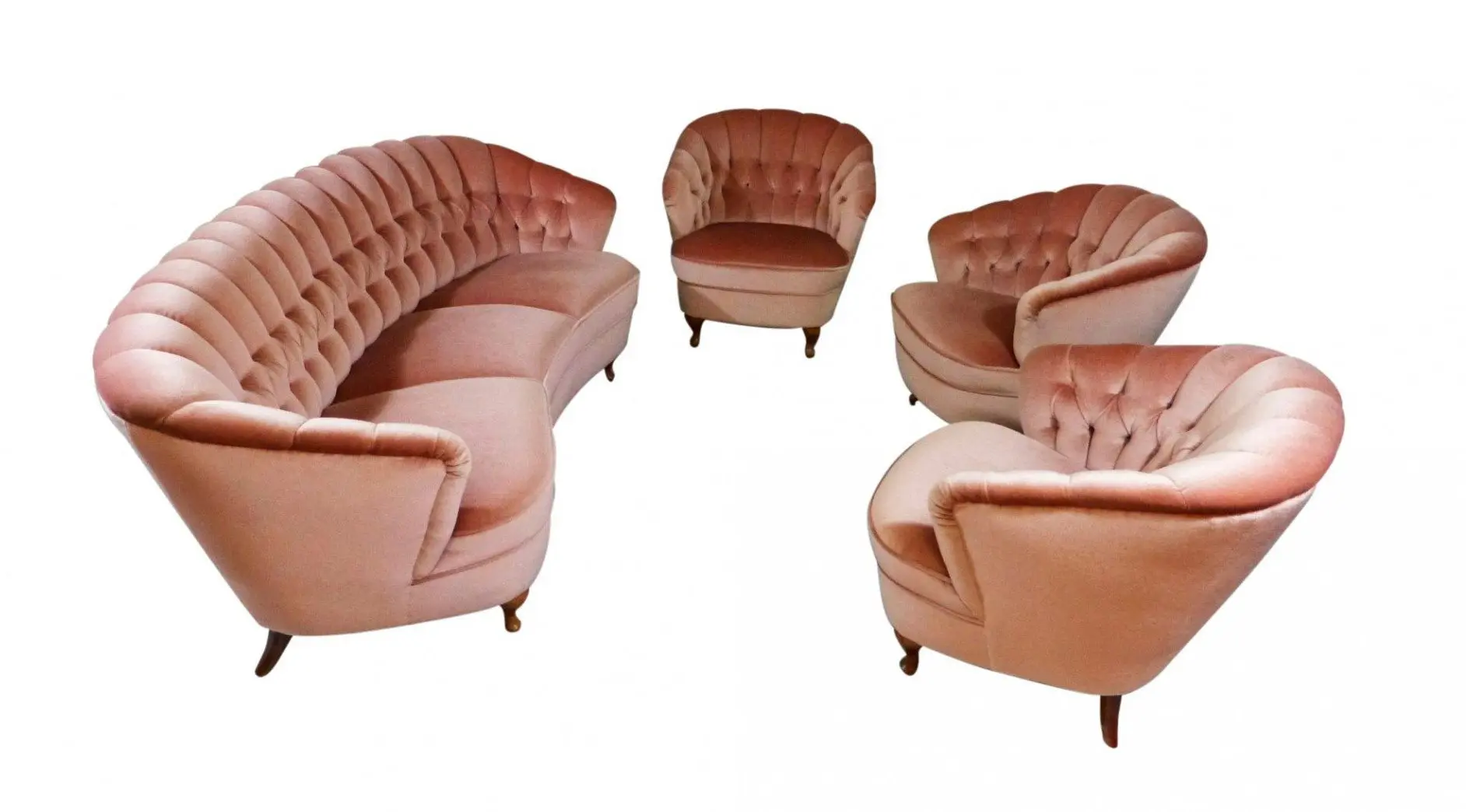 set-design-of-the-Great-Gatsby pale pink velvet Art Deco lounge suite-set-design-of-the-great-gatsby