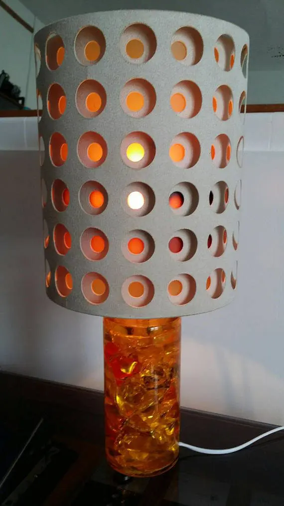 Mid Century Shatterline table lamp with unusual shade