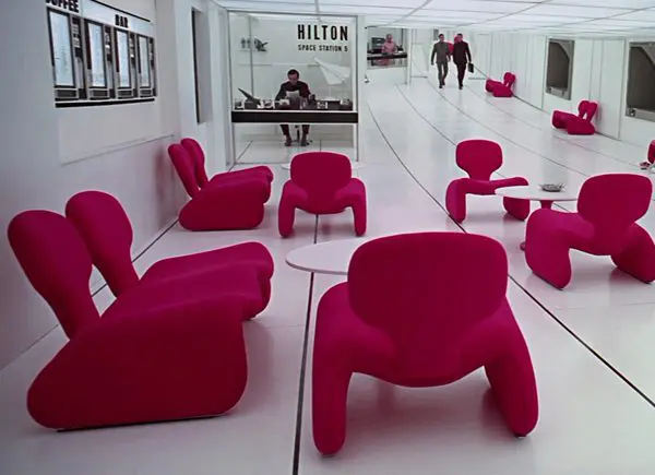 Djinn chair, Djinn stool, Djinn 2 seat sofa by Olivier Mourgue as seen in 2001: A Space Odyssey