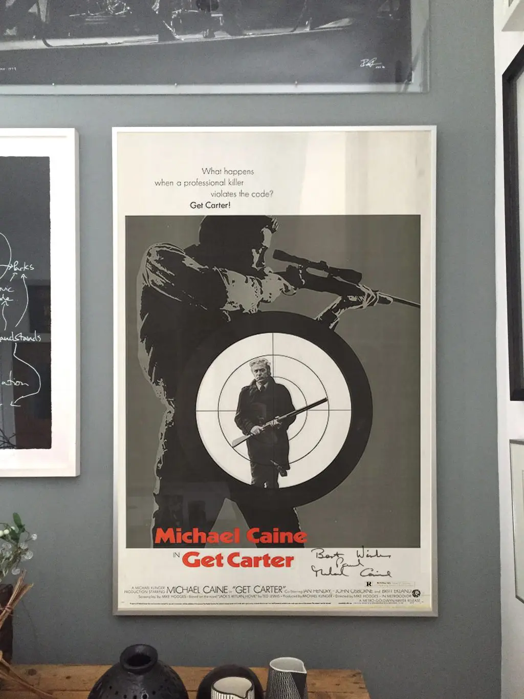 Get Carter original film poster signed by Michael Caine newcastle film festival