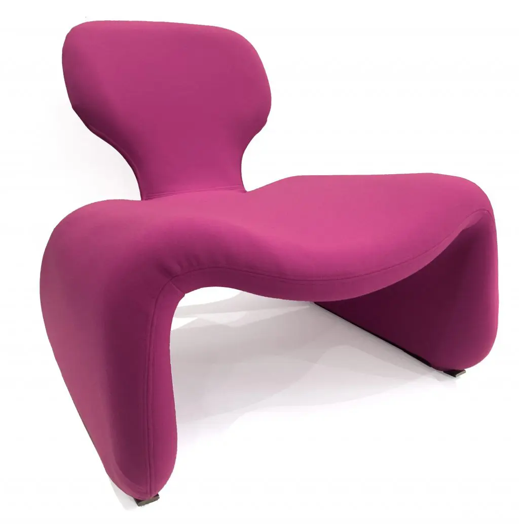 Film and Furniture's own Djinn chair covered in "pink" fabric