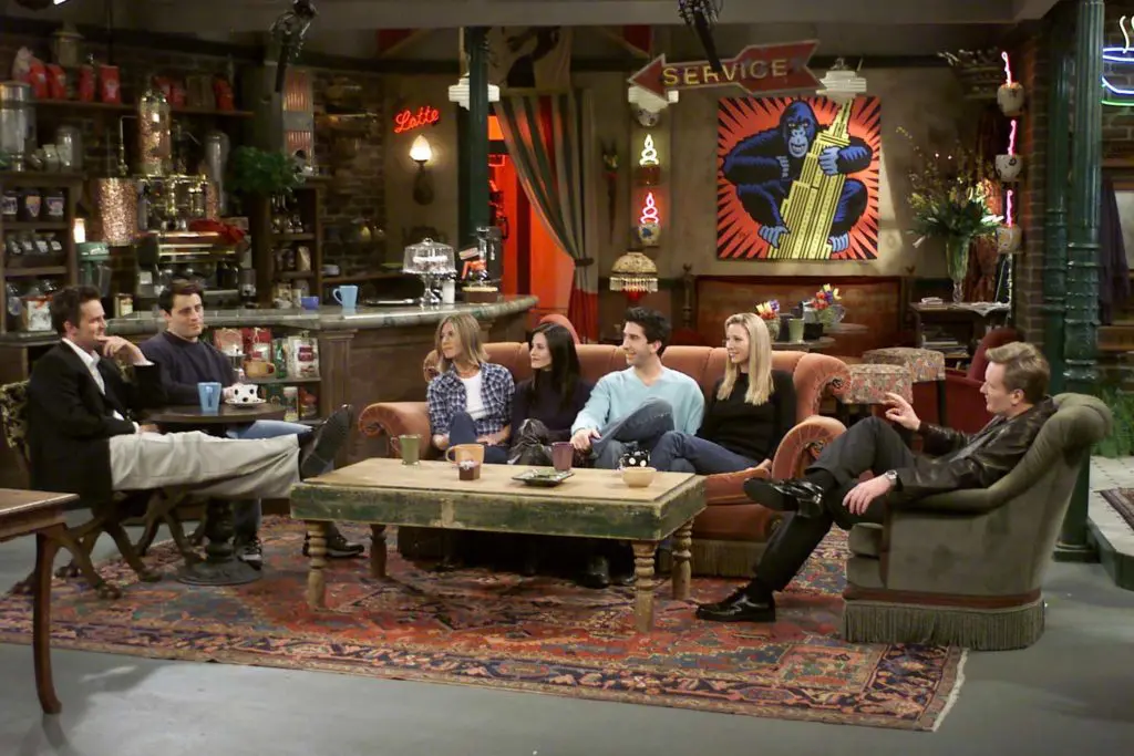 Friends film set with sofa