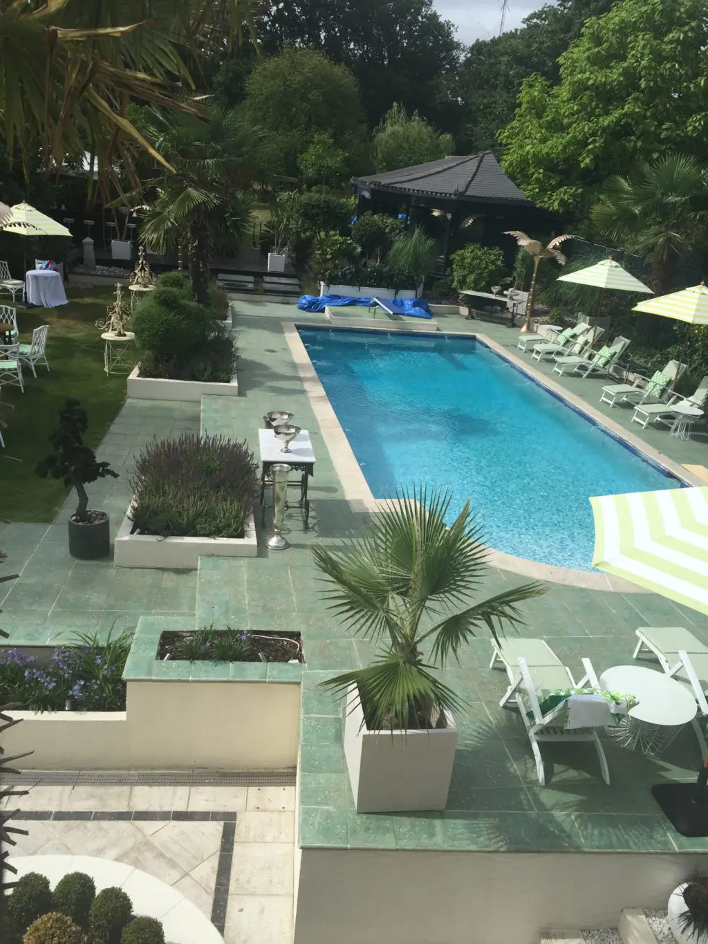 Set dressing in progress at the location of Elton John's LA home in Rocketman. Photo: Jude Farr