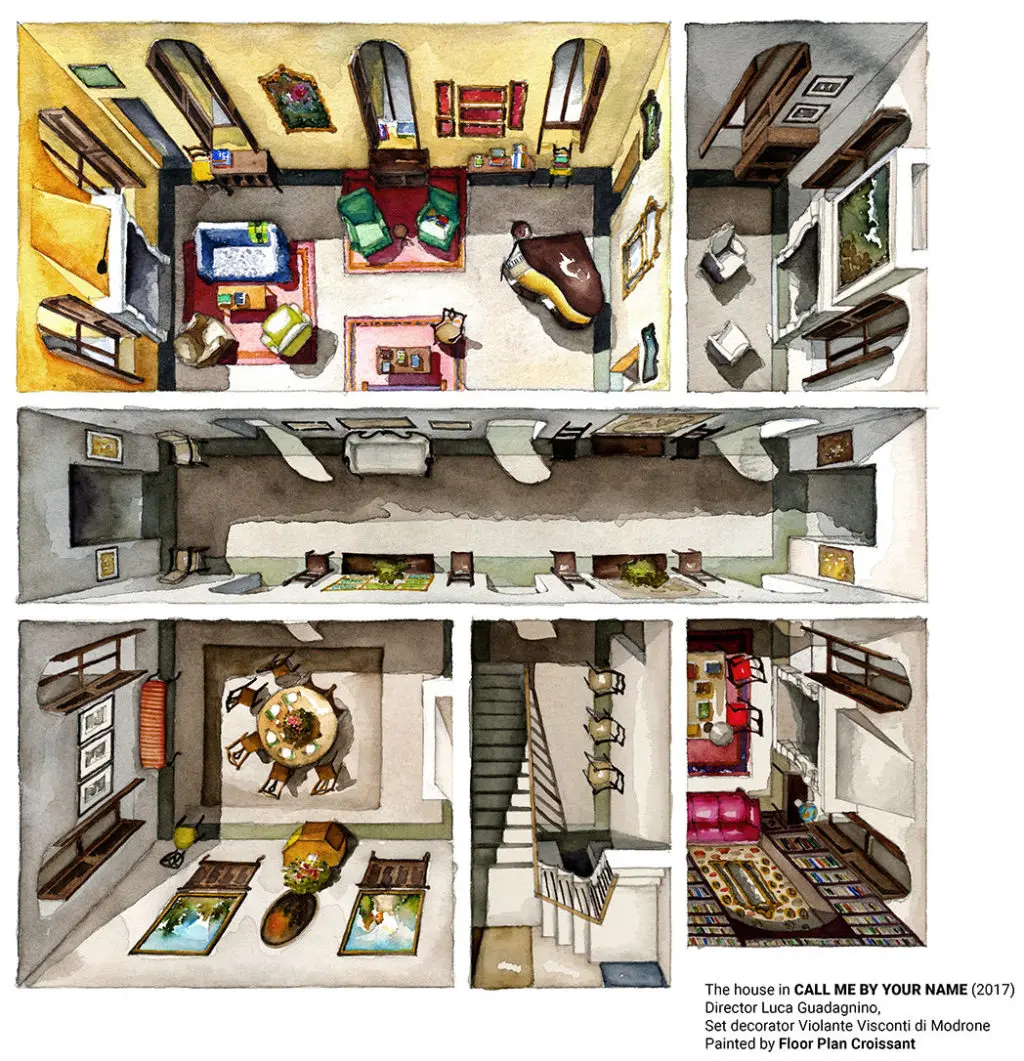 call me by your name floor plan croissant print
