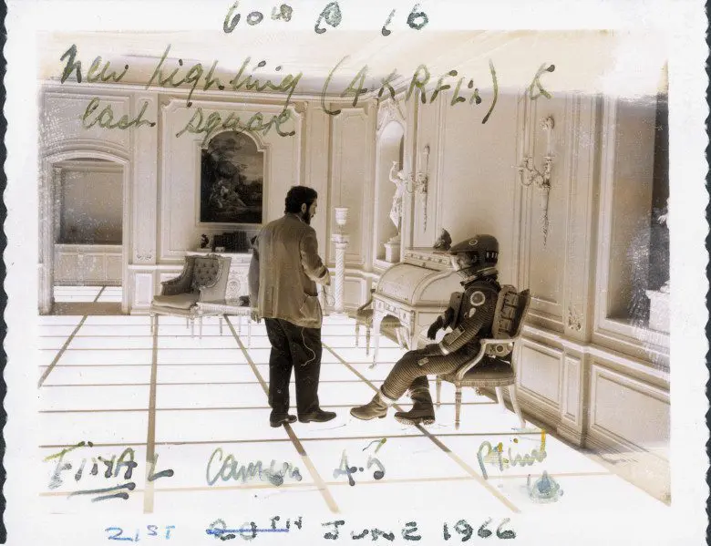 An annotated production still from “2001: A Space Odyssey”