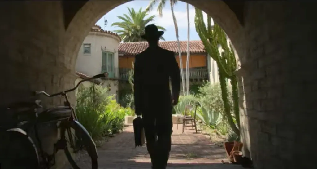 The entrance to a group of apartments around a Spanish courtyard which was commissioned by Cecel B de mile