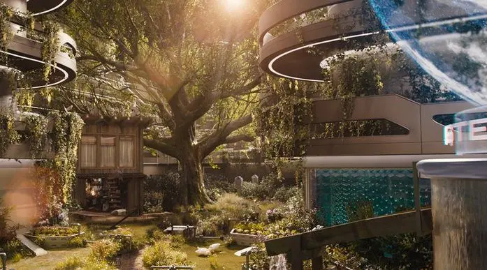 Passengers oak tree and plants in film