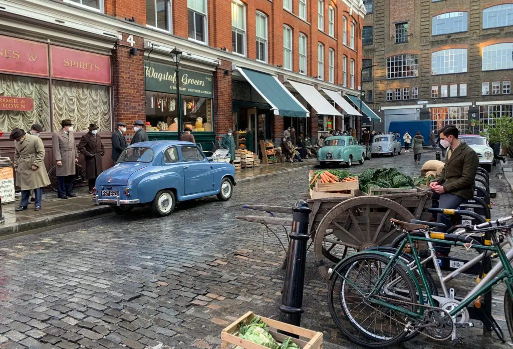 A soho street scene film set for See How They Run.