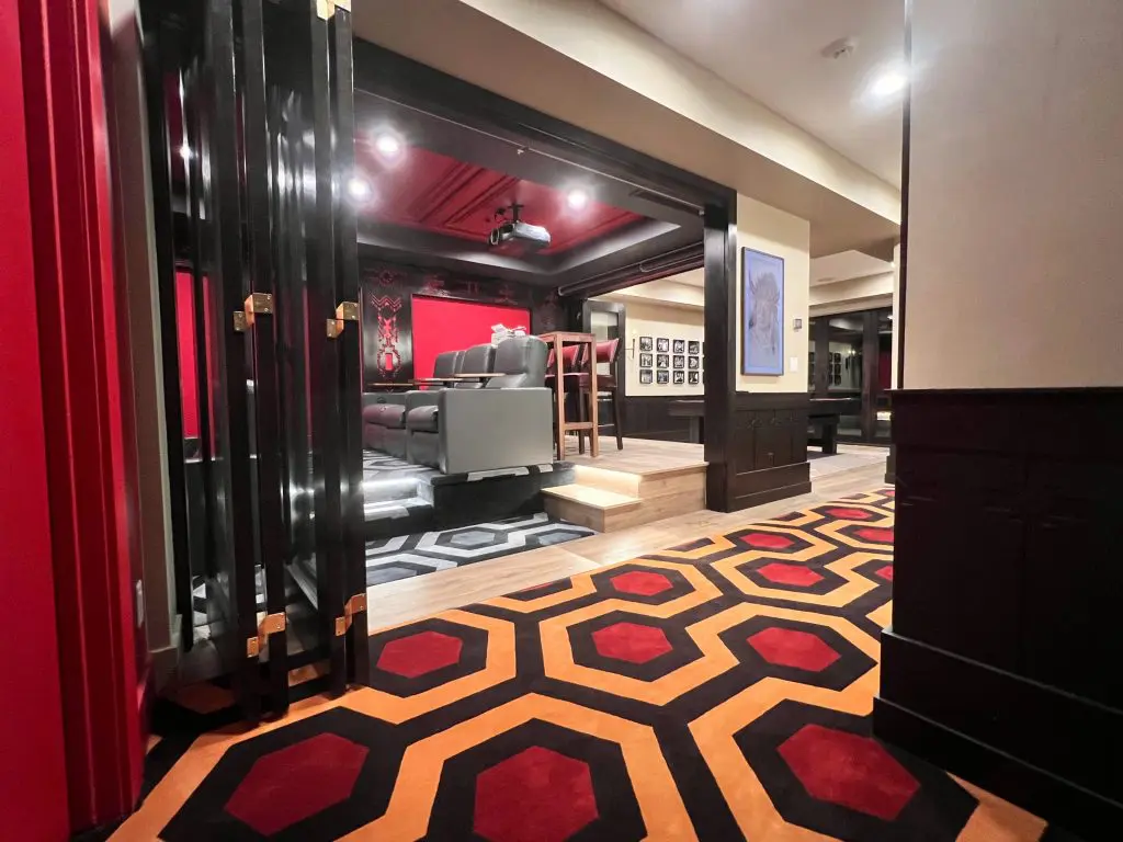 The Veltz family home corridor entrance leads to a home theatre