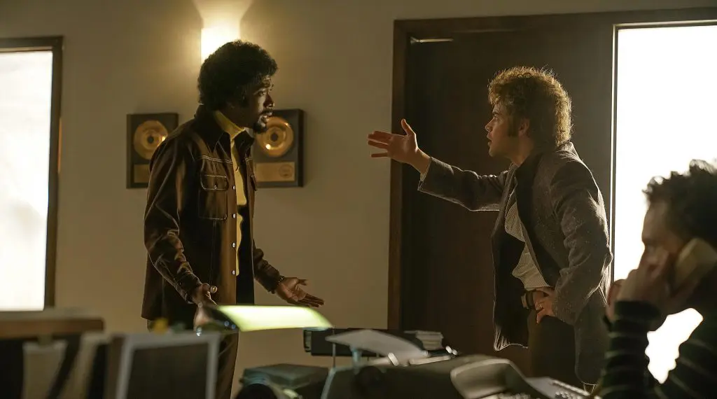 The all important gold records on the walls of Neil Bogarts office in Casablanca Records office in Spinning Gold