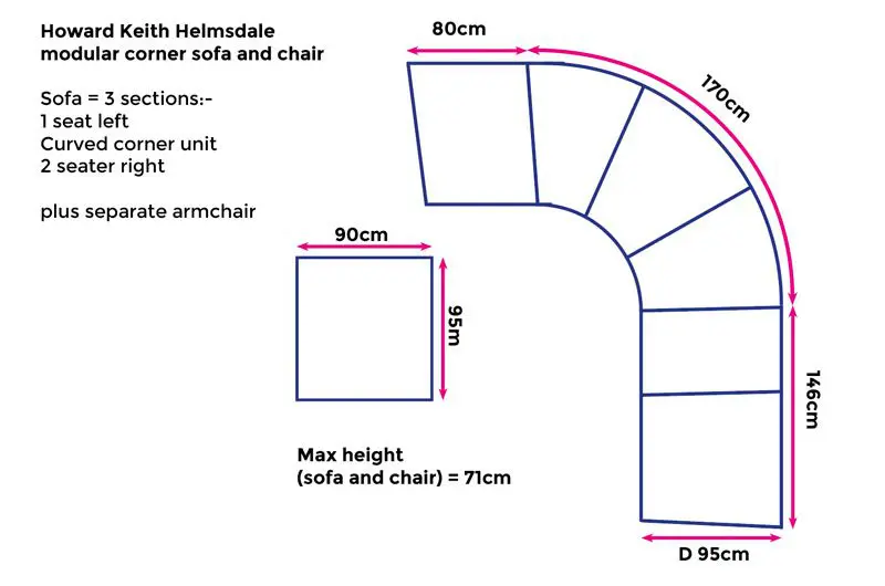 1970s Howard Keith Helmsdale vintage original modular corner sofa and armchair (HK Designs)