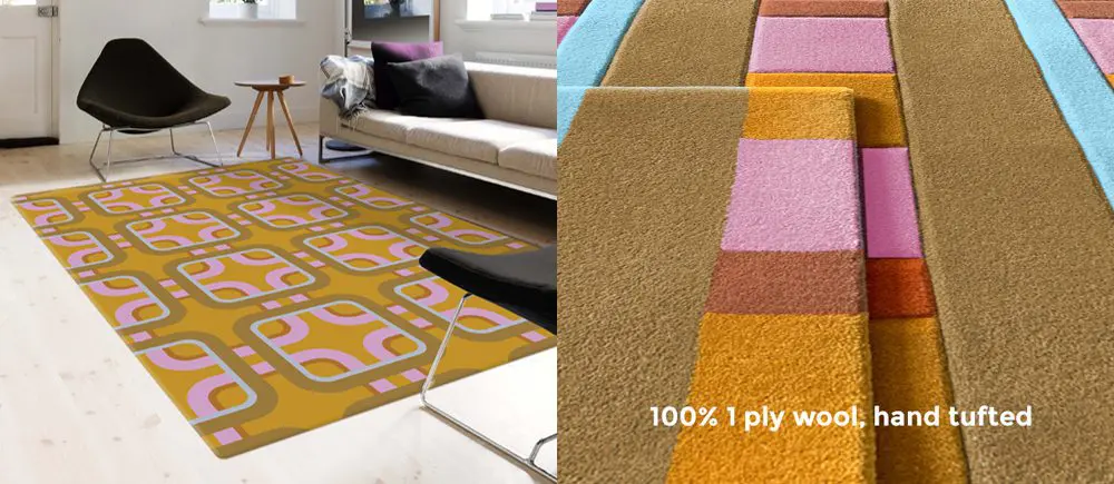 Gold Room area RUG in 1 PLY WOOL