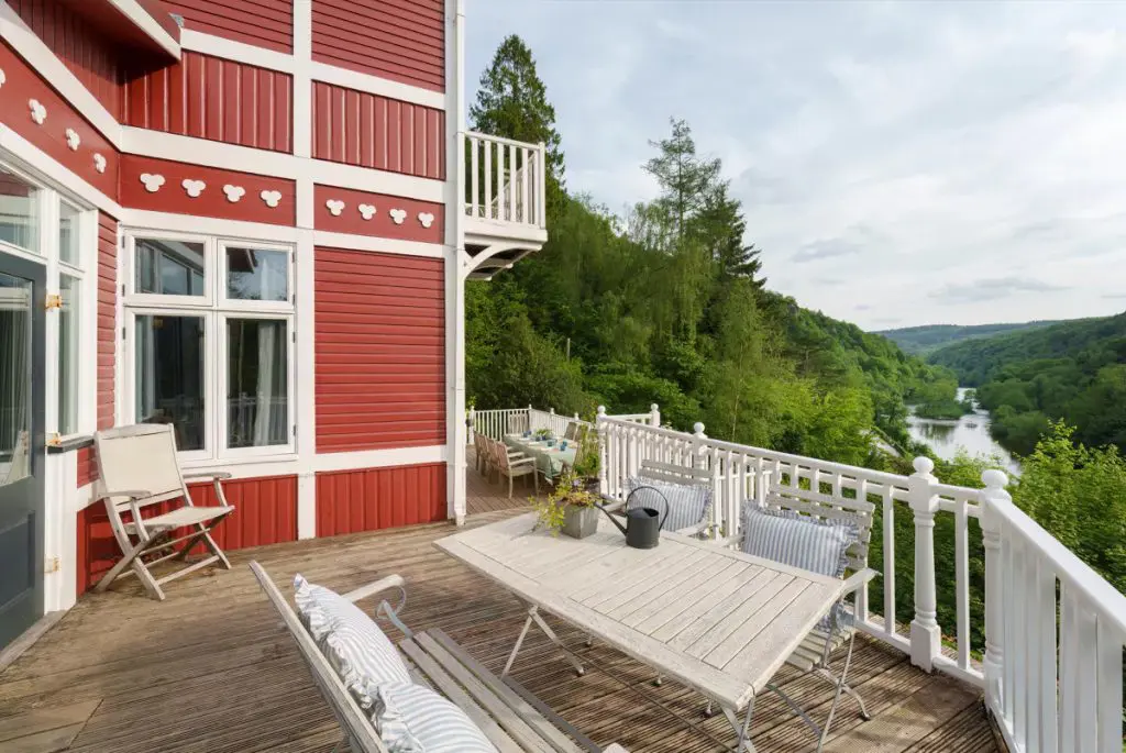 The balcony in the real Sex Education house - The Chalet in the Wye Valley