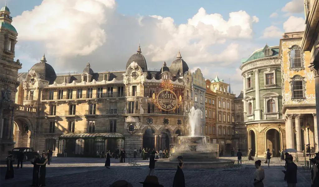 Concept art for the Wonka town square