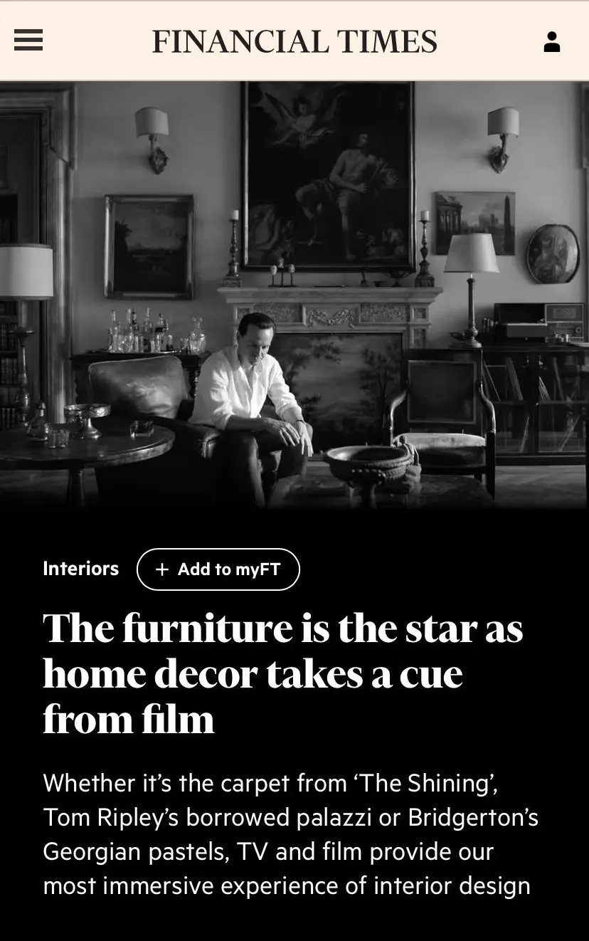 Film and furniture in the Financial Times newspaper
