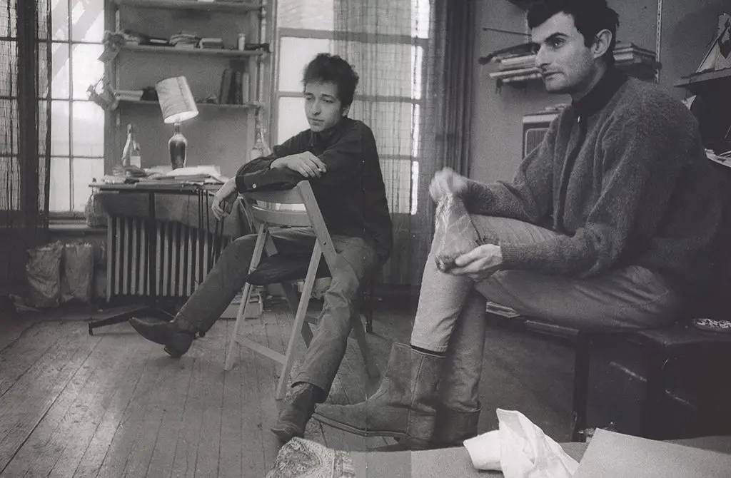 Bob Dylan in his apartment in the early 1960s. Photo by Ted Russell by permission of Francois Audouy