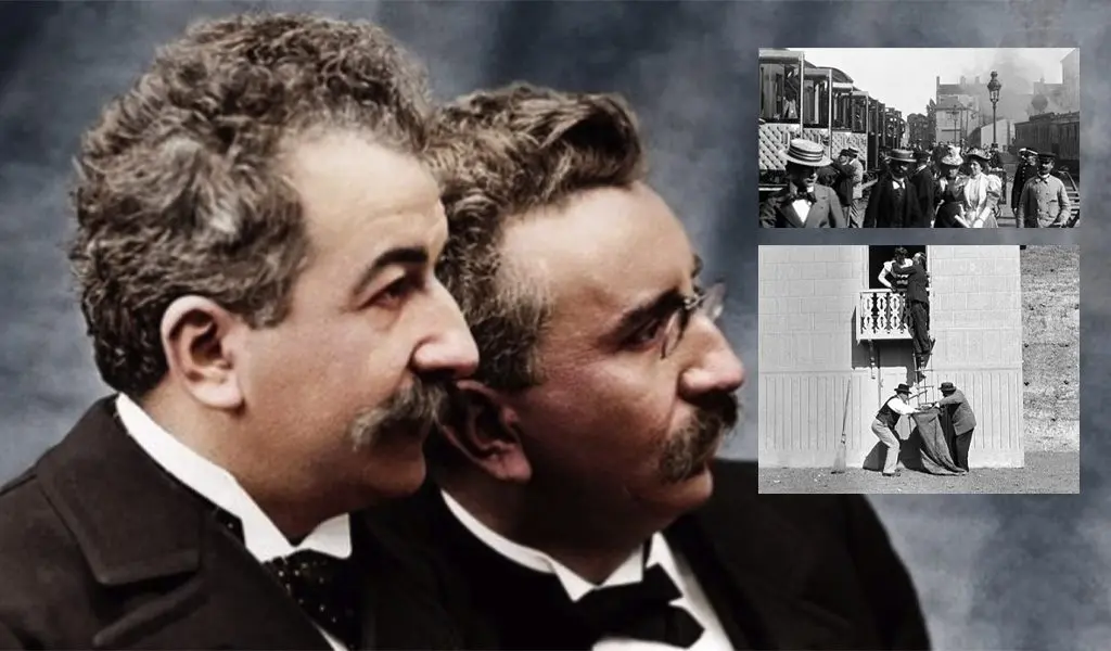 Lumière brothers and stills from their early films
