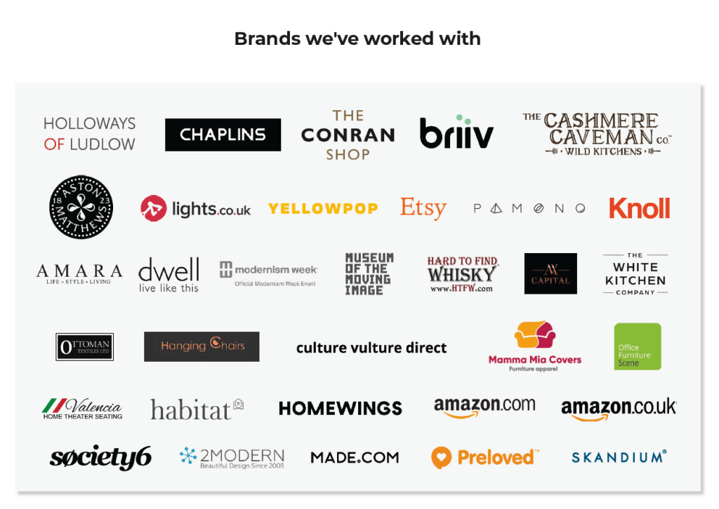 well known furniture, homeware and brands that film and furniture have worked with