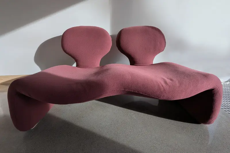 Djinn 2 seater sofa – Original Vintage by Olivier Mourgue for Airborne (1965) - Deep Plum Upholstery