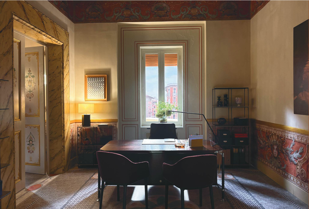 Agence Grateau’s Rome office from Emily in Paris where Sylvie Grateau opens the dedicated, permanent Italian branch for her marketing agency in Season 5.