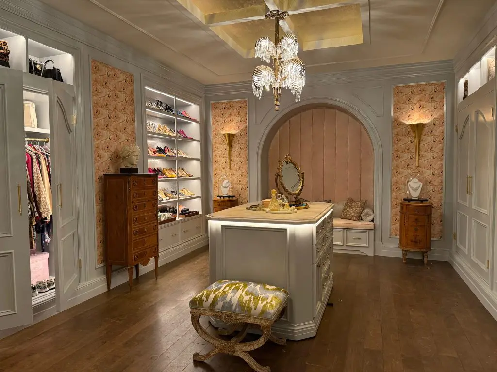 Hacks Season 5: Deborah's Mansion Closet (including a chandelier and built in bench)