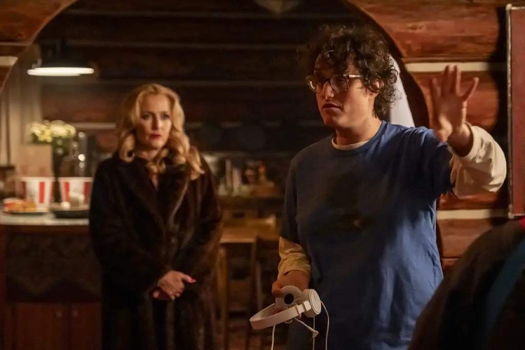 Gillian Anderson and Jane on the set of Teenage Sex and Death at Camp Miasma