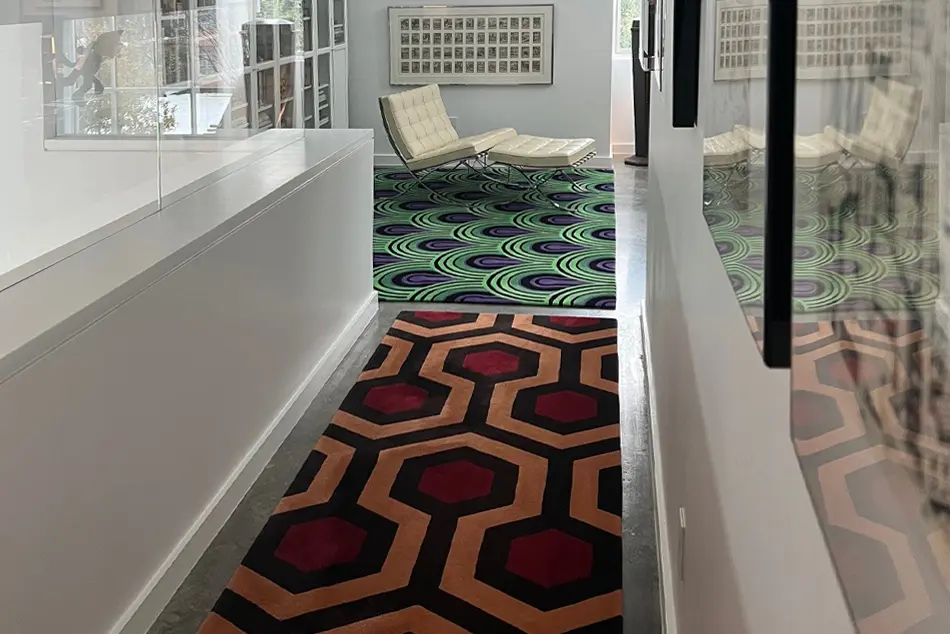 Room 237 rug and Hicks Hexagon runner, both in hand-tufted 1 ply wool