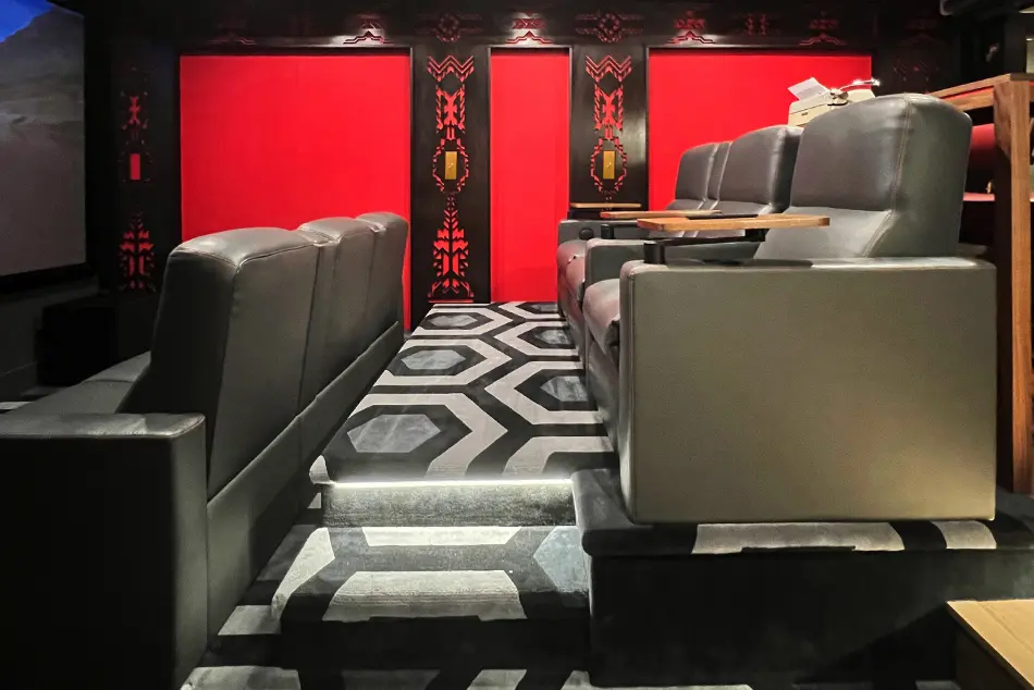Hicks Hexagon, hand-tufted 1 ply wool carpet, in custom monochrome colourways, and fitted wall-to-wall in Park City, USA