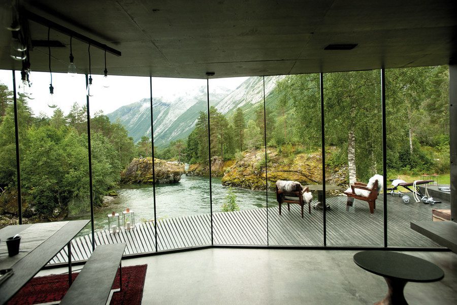 Ex Machina Film still of Juvet Landscape Hotel by Jensen & Skodvin Architects