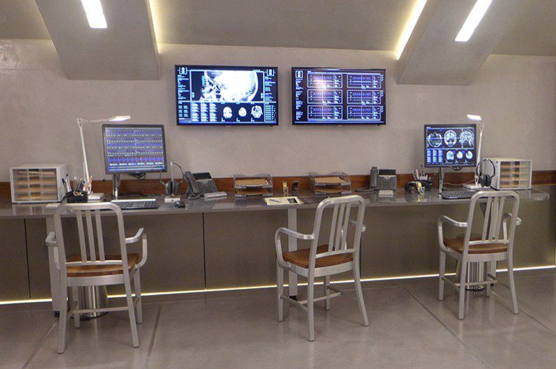 The Observation Room in Kingsman: The Golden Circle with Emeco Navy Chairs