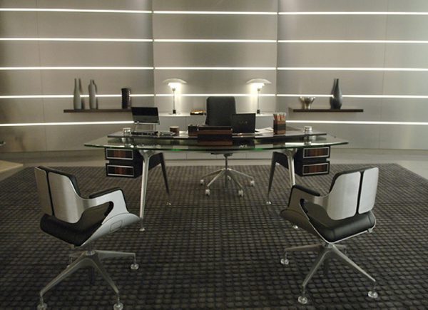 M's office in Quantum of Solace featuring Interstuhl Silver Chairs