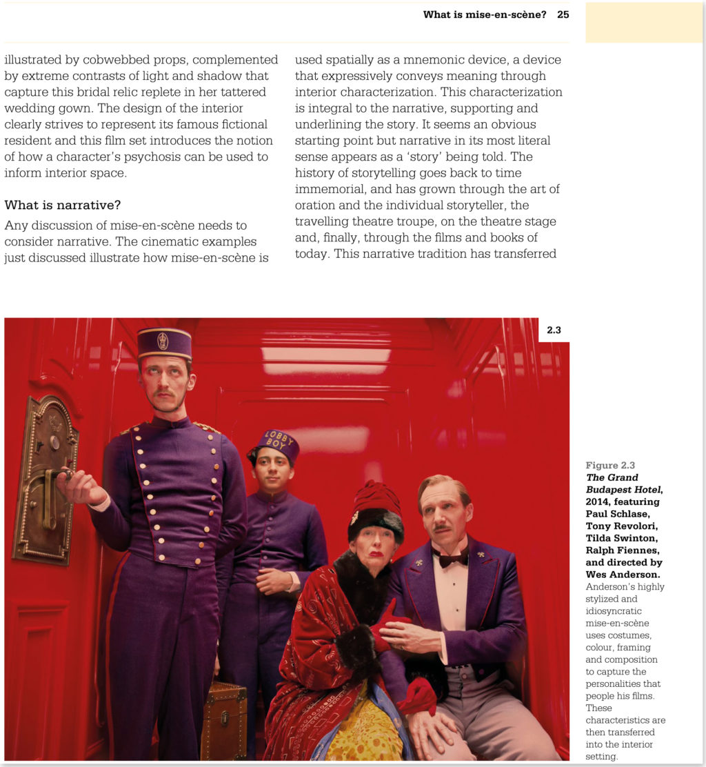 Page from Creating Interior Atmosphere, Mise-en-scène and Interior Design featuring Wes Anderson's The Grand Budapest Hotel