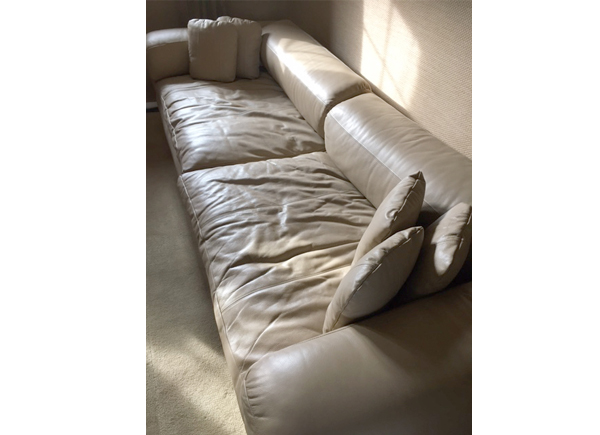 Howard Keith Diplomat sofa, tan/taupe leather, vintage