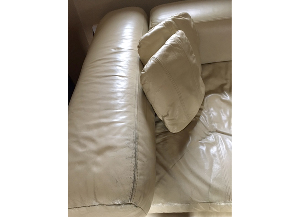 Howard Keith Diplomat sofa, cream leather, 1980s, vintage