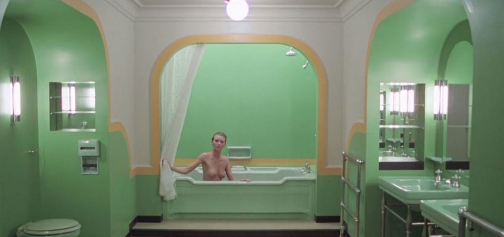 The green Art Deco bathroom of The Shining