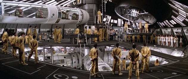 Drax's space station in Moonraker Bond film sets