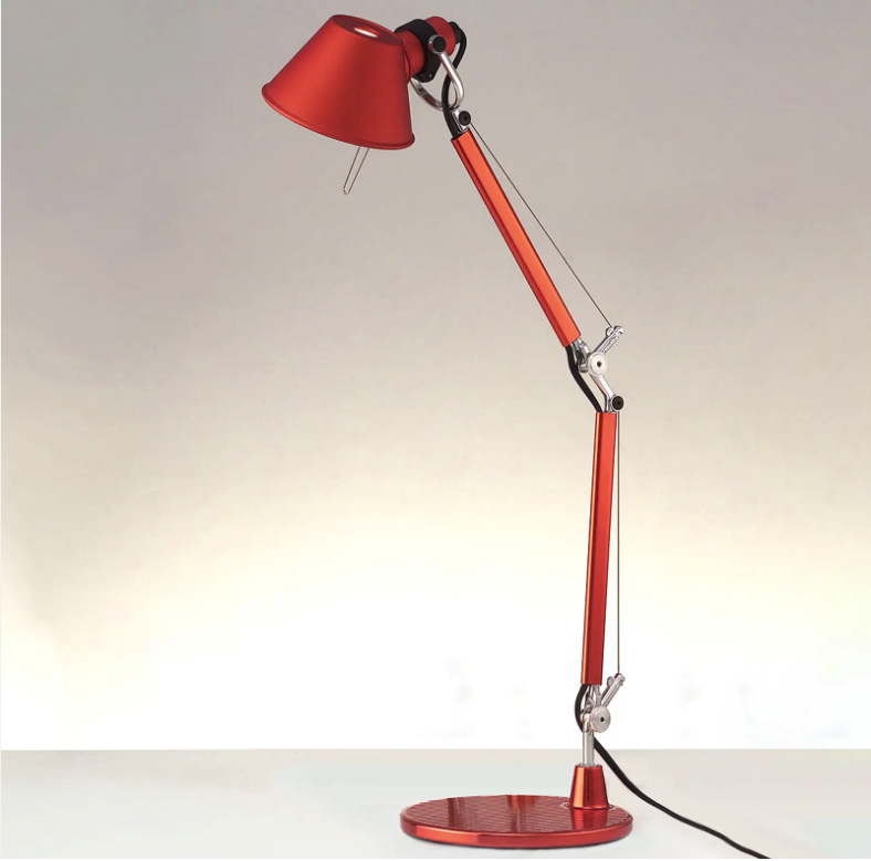 Red Artemide Tolomeo mini desk lamp