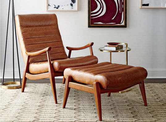 Paul Mid-Century Modern Leather Classic Accent Chair