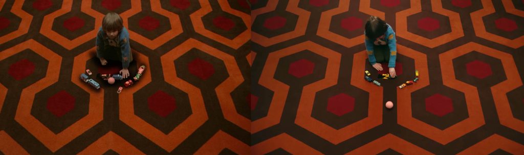 kubrick gucci film recreates the shining overlook hotel with hicks hexagon carpet