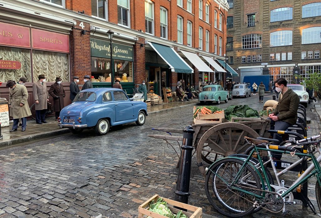 A soho street scene film set for See How They Run. 