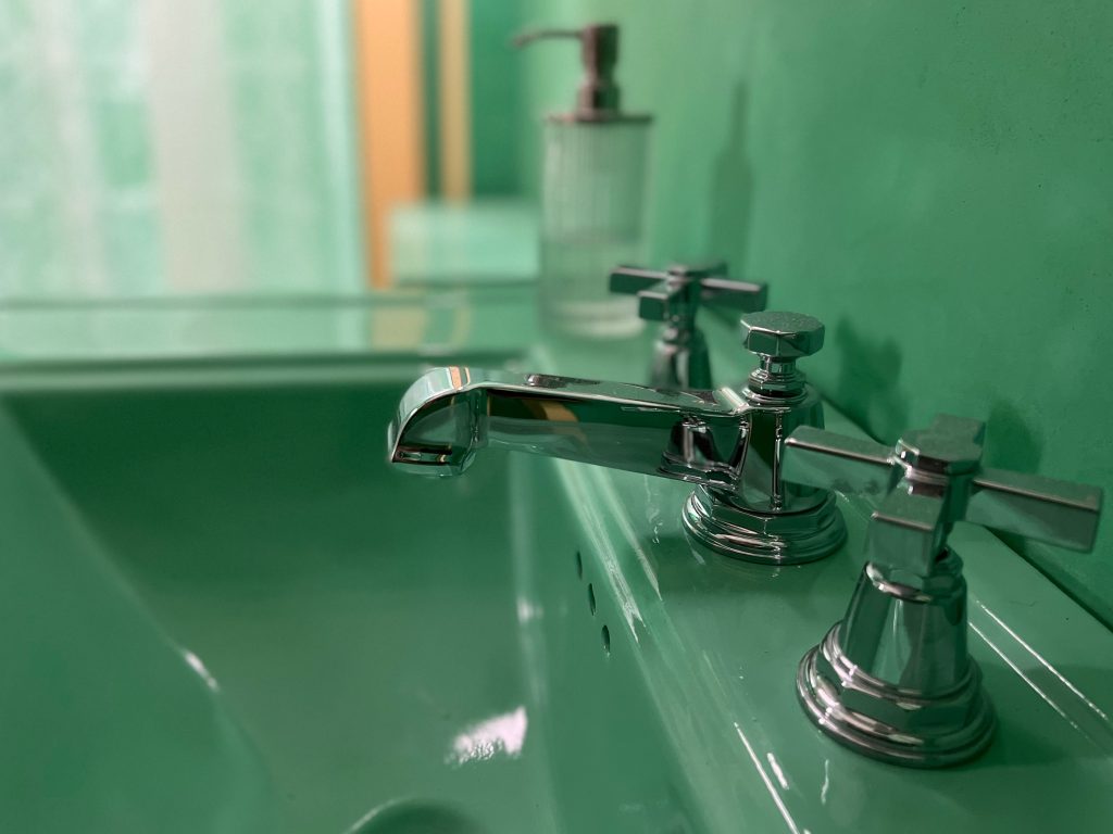 The sink taps in the Veltz ensuite