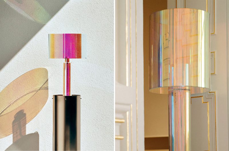 Miami irridescent floor lamp and table lamp 