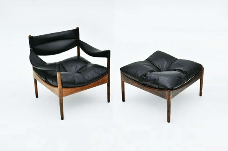 Kristian Vedel Modus Lounge Chair and stool:ottoman