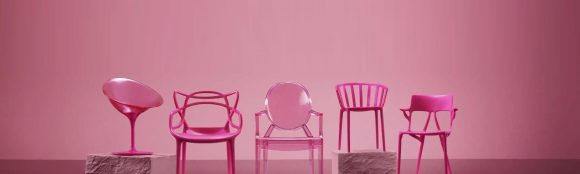 Fashionably furnished: Kartell x Mattel’s limited edition Barbie pink chairs make a statement
