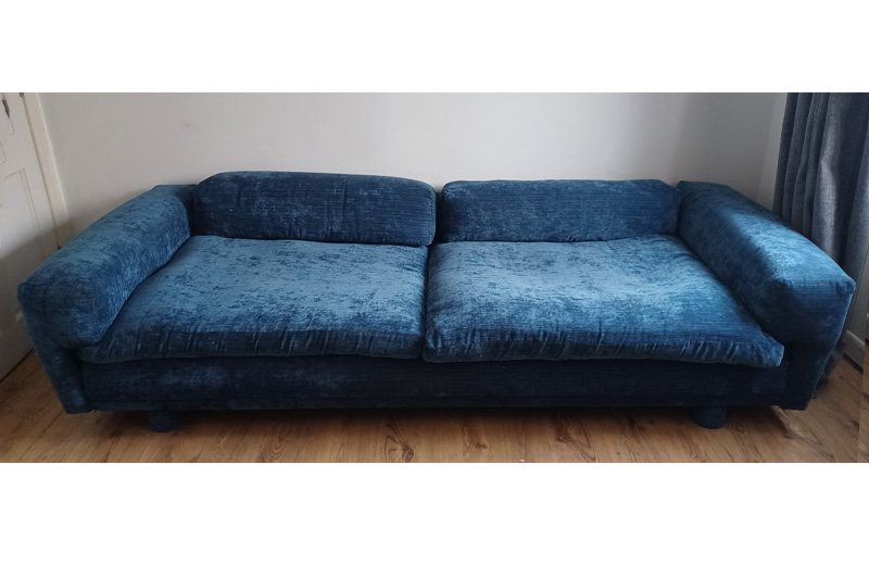 Howard Keith Diplomat sofa (HK Designs), blue fabric upholstery