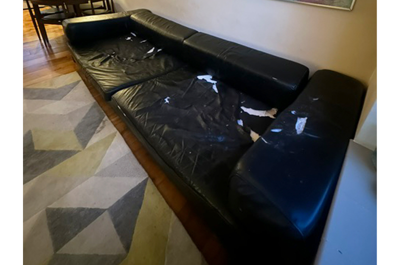 Howard Keith Diplomat sofa (HK Designs), black leather upholstery